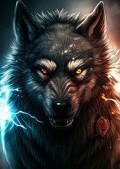 an image of a wolf with glowing eyes