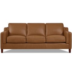 a brown leather couch on a white background