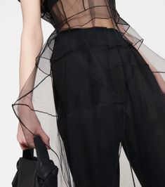 Сетчатая макси-юбка черного цвета - Acne Studios | Митереза Sheer Nylon Skirt For Party, Elegant Nylon Party Bottoms, Elegant Nylon Bottoms For Party, Chic Mesh Bottoms With Tulle Skirt, Sheer Nylon Skirt For Spring, Spring Sheer Nylon Skirt, Elegant Mesh Flowy Skirt, Elegant Mesh Bottoms For Summer, Chic Sheer Nylon Bottoms