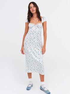 Paloma Midi Slip Dress Midi Dress Style, Midi Slip Dress, Blue Midi Dress, For Love And Lemons, Paloma, Spring Time, Floral Embroidery, Slip Dress, Floral Print