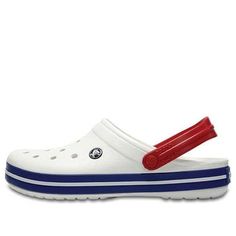 Crocs Beach Unisex White Blue Sandals 'White Blue' 11016-11I Blue Crocs, Sandals White, Blue Sandals, White Blue, Sandals, Sneakers, Red, Blue, White