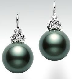 J ust as so many of today's words have their Greek or Latin roots, rare jewels carry echoes of a very ancient language: that basic, primal u... Black Pearl Earrings, Mikimoto Pearls, Pearl And Diamond Earrings, Cultured Pearls, Bling Bling, Pearl Jewelry, Beautiful Jewelry