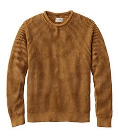 #LLBean: Men's L.L.Bean Organic Cotton Rollneck Crew Sweater Ll Bean Sweater, Rollneck Sweater, Cotton Sweaters, Ll Bean Men, Waffle Sweater, Waffle Stitch, Fall Outfits Men, Men's Sweaters, Fisherman Sweater