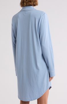 Vibrant piping outlines this classic nightshirt styled to flatter the figure with a curved collar and shirttail hem. Notched collar Long sleeves 100% cotton Machine wash, dry flat Made in Peru Blue Collared Cotton Sleepwear, Casual Long Sleeve Cotton Nightgown, Collared Cotton Tops For Lounging, Long Sleeve Cotton Nightgown, Long Sleeve Cotton Nightgown With Relaxed Fit, Cotton Long Sleeve Nightgown With Relaxed Fit, Blue Long Sleeve Nightgown For Lounging, Classic Cotton Long Sleeve Sleepwear, Classic Long Sleeve Cotton Sleepwear