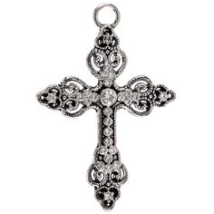 Display your creativity proudly with Ornate Cross Pendant! Featuring an ornate cross shape with rhinestones, this pendant is perfect for attaching to a chain, ribbon, or bead strand and creating a fun, unique necklace or bracelet! Details: Length: 1 3/4" Width: 1 3/8" Metal Color: Antique Silver Card contains 1 pendant. Ornate Cross, Silver Card, Cross Shape, Cross Svg, Cross Art, Jewelry Charms Pendants, Lobby Design, Rhinestone Cross, Cross Patterns