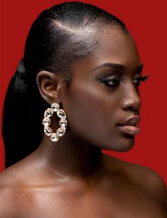 Gorgeous oversized stud earrings. Choose from gold & silver Size : 1.6" X 2.5" Braided Updo Black Hair, Caribbean People, Afro Caribbean, Dark Crystal, African Head Wraps, Gold Statement Earrings, Hispanic Heritage, Makeup For Black Women, Dark Matter