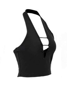 ⚡️Buy Plunge Neck Cutout Halter Vest Black M under $14.00 in Halter Vest Online. Style: Casual/Street/Vintage/Sexy/Y2K. Fabric Content: Polyester. Fit Type: Slim Fit. Neckline: Halter Neck. Sleeve Length: Sleeveless. Unique Design: This halter vest features a daring plunge neck design that is both sexy and bold. The cutout design adds a fascinating twist to the overall look.. Versatile Style: With its casual, street, vintage, sexy and Y2K , this top can be paired with a variety of bottoms to cre Fitted T-back Halter Top For Night Out, Fitted Triangle Top Tank For Night Out, Black Low-cut Crop Top With Built-in Bra, Triangle Top Crop Top For Club, Black Halter Neck Tank Top For Club, Black Stretch Halter Top For Club, Black Stretch Halter Top With V-neck, Stretch V-neck Crop Top For Club, Fitted Triangle Top For Club