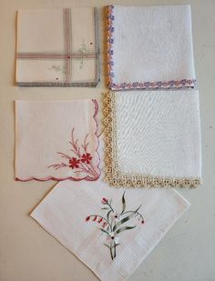 Beautiful and unique vintage hankerchiefs. Each bundle has 5 hankies and sells for $19 Send me message and let me know which bundle would you like. They are from different times, some older, some newer. All are handwashed, cleaned and ironed to the best of my ability. Some will have a wear & tear. You can use them as gifts, as crafts. Great for scrapbooking or  junk Journaling Cheap Cotton Handkerchiefs For Gifts, Christmas Handkerchiefs, Junk Journaling, Wedding Favours, Unique Vintage, Wedding Favors, Beauty Book, Wedding Gifts, Accessory Gift