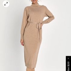 Cozy Darling Heather Beige Mock Neck Midi Sweater Dress Fit Bust: Great For Any Cup Size. Waist: Loosely Fitted. Hip: Fitted - Stretchy Fabric Allows Room For Hips. Undergarments: May Be Worn With Any Standard Bra. Fabric: Fabric Is Very Stretchy. Length: Mid-Calf Length. Size M Measures Approximately 46.5" From Shoulder To Hem. Details 54% Polyester, 20% Acrylic, 20% Nylon, 6% Wool. Hand Wash Cold. Do Not Bleach. Dry Flay. Low Iron If Needed. Do Not Tumble Dry. Imported. Unlined. Style 2185756 Long Sweater Dress Outfit, Casually Chic, Curated Closet, Midi Sweater Dress, Sweater Dress Outfit, Long Sweater Dress, Lulu Fashion, Fashion Trends Winter, Christmas Outfits