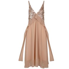 This flirty, flowy dress is cut from silk chiffon with a deep cleavage and a maxi hem. Designed to be slightly fitted at the bust and loose at the bottom. It has an elastic back and has decorative, extended straps that float behind as you walk. Perfect for romantic dates and evening summer parties. Silk 100%, Acetate 100% lining Dry Clean Only Aesthetic Lookbook, Beige Silk, Rose Gold Sequin, Silk Maxi, Fall Png, Holiday Party Outfit, Silk Midi Dress, Silk Maxi Dress, Romantic Dates