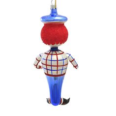 Decorate Or Gift-Give This 7.00 Inch Tall Vintage-Inspired Raggedy Andy Italian Glass Ornament. Raggedy Andy Wears Hand-Painted Shiny Blue Pants And White Red And Blue Plaid / Striped Shirt. Raggedy Andy Wears Black Shiny Patent Leather Looking Shoes. He Wears A Blue And Silver-White Sailor's Cap On Top Of His Red / Orange Confetti Glitter Hair.. 7 In H X 2.5 In W X 2.25 In D. Purchase includes 1 Glass Ornament. Orange Confetti, Raggedy Andy, Sailor Cap, Ornaments Vintage, Glitter Hair, Blue Pants, Absinthe Fountain, Blue Plaid, Glass Ornaments