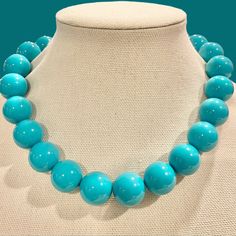 This stunning teal blue necklace is meticulously handcrafted with colorful 20mm acrylic beads, strung on strong elastic for a comfortable fit. The knot is reinforced with jewelers glue, ensuring durability and longevity. With a variety of lengths to choose from, you can find the perfect fit for your style.  IS THE ELASTIC DURABLE? The elastic is 1mm and is intended for jewelry making. I finish off the elastic with a triple knot and then I apply jewelry glue to the knot before hiding it in a bead Big Bead Necklace, Beads Choker Necklace, Teal Necklace, Beads Choker, Large Beads, Necklace Big, Necklace Chunky, Bubblegum Beads, Shades Of Turquoise