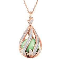 Copper Embrace Diamond and Jade Necklace Elegant Jade Necklaces As Gifts, Elegant Jade Necklaces For Gifts, Elegant Jade Necklace For Gifting, Elegant Jade Necklace As Gift, Elegant Jade Jewelry Gift, Elegant Jade Necklace For Wedding, Rose Gold Jewelry For May Birthstone Gift, Elegant Green Necklace For Gift, Green Elegant Design Necklace For Gift