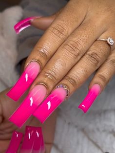 Pink Design Nails, Ambre Nails, Retro Nails, Acrylic Nail Set, Colored Acrylic Nails, Exotic Nails, Acrylic Nails Coffin Pink