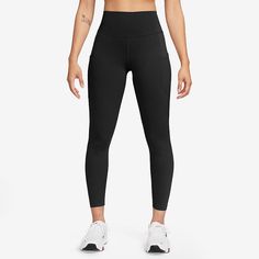 Whether you're headed out to train or staying home to chill, these Women's Nike One Pocketed High-Waisted 7/8 Ankle Leggings are the perfect pick.Click on this WOMEN'S GUIDE to find the perfect fit and more! Whether you're headed out to train or staying home to chill, these Women's Nike One Pocketed High-Waisted 7/8 Ankle Leggings are the perfect pick.Click on this WOMEN'S GUIDE to find the perfect fit and more! TECHNOLOGIES & FEATURES Elastic waistband 2 side pockets Nike Dri-FIT tech wicks swe Sporty Black Yoga Pants With Pockets, Black Sporty Yoga Pants With Pockets, Black Sporty Leggings With Pockets, Black Athleisure Leggings With Pockets, Black Sportswear Leggings With Pockets, Black Running Pants With Pockets, Functional Activewear With Pockets For Running Errands, Black Mid-rise Yoga Pants For Training, Nike Full Length Workout Leggings