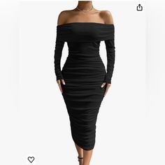 Black Off The Shoulder Rouched Dress, Never Worn, Size Medium , Has No Sizing On The Inside But Fits A Size 6-10 , Plenty Of Stretch, Midi , Back Zipper Rouched Dress, Off The Shoulder, Colorful Dresses, Size 6, Size Medium, Womens Dresses, Zipper, Dresses, Women Shopping