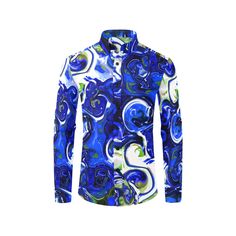 Spiraling electric blue graffiti... Featuring chest pocket and button down collar, this dress shirt is a perfect choice for your casual business wardrobe or holiday. * 26.74 Oz. Fabric: 95% polyester, 3% viscose, 2% spandex * Button down collar, self-fabric sleeve cuff detail and chest pocket. * Lightweight, durable, and can be folded away compactly. * Perfect for work wear or casual play. *Care Instructions: -machine wash, tumble dry low. **Available Sizes: XS,S,M,L,XL,XXL Note: There might be ±5% deviation in length for manual measurement and production processes. A variety of factors may cause slight differences between the actual product and the photos, including but not limited to the colors and the precision of elements. This product is made especially for you as soon as you place an Blue Slim Fit Button-up Shirt, Blue Slim Fit Dress Shirt, Blue Slim Fit Collared Shirt, Fitted Collared Shirt With Abstract Print, Casual Blue Slim Fit Dress Shirt, Blue Slim Fit Collared Dress Shirt, Fitted Shirt With Abstract Print For Spring, Blue Fitted Long Sleeve Shirt, Blue Cotton Shirt With Abstract Print