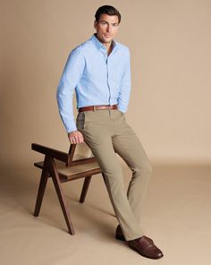 Ultimate Non-Iron Chinos - Taupe | Men's Charles Tyrwhitt Ultimate Non-Iron Chino Pants - Taupe Neutral Size W30 L30 Cotton Man Shirt Pant Combination, Mens Fashion Professional Casual, Shirt And Trousers Men Outfits Formal, Business Casual Chinos Men, Formal Business Attire For Men, Chino Pants Men Outfits Street Styles, Men Chinos Outfit, Church Outfit Men Sunday, Khaki Pants Outfit Men Formal