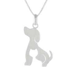 A dog and a cat share an unlikely bond in the pendant of this necklace from Thailand. Sarote Lochotinunt designs the necklace crafting the pendant of sterling silver with a shimmering brushed-satin finish. The silhouette of the cat is cut out from the dog in a creative way. Hypoallergenic Sterling Silver Dog Tag Jewelry, Sterling Silver Dog Tag Necklace With Charms, Silver Sterling Dog Tag Necklace, Necklace Craft, Pet Sitters, Cute Necklace, Sterling Silver Necklace Pendants, Silver Spring, Pendant Silver