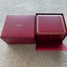 Brand New-100% Authentic Cartier Watch Box Classic Red Watch As Gift, Classic Red Watch As A Gift, Classic Red Watches As Gift, Elegant Red Watch For Gift, Elegant Red Watch As Gift, Rectangular Watches With Original Box As Gift, Timeless Watch With Original Box As Gift, Designer Red Watch As A Gift, Cartier Rectangular Watch As A Gift