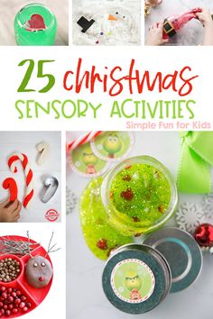 25 christmas sensory activities for kids to do with the santa clause and other holiday items