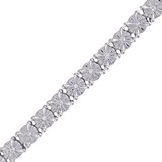 Build your collection of timeless style staples with this classic diamond tennis bracelet in sterling silver. Created in sterling silver Each diamond in this tennis-style design is artfully set to enhance size and sparkle. Wear this look solo or layered with other bracelets. Radiant with 1/4 ct. t.w. of diamonds This 7.0-inch bracelet secures with a box clasp. Timeless Tennis Bracelet With Pave Setting In Cubic Zirconia, Timeless Cubic Zirconia Tennis Bracelet With Pave Setting, Classic Cubic Zirconia Diamond Bracelet With Pave Setting, Classic White Tennis Bracelet With Pave Setting, Timeless Diamond White Tennis Bracelet With Diamond Accents, Classic Cubic Zirconia Bracelet With Pave Setting, Classic White Bracelet With Pave Setting, White Classic Bracelet With Pave Setting, Silver Platinum Diamond Bracelet With Single Cut Diamonds