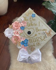 Hi everyone! this graduation cap topper is the perfect addition to your special day! It is made with heavy glitter card stock and permanent vinyl for the text. The paper flowers are all handmade by me and are what make my graduation cap toppers unique and elegant. This cap is made of high quality, durable materials that will keep you sparkling throughout your special day! How to attach to your graduation cap: There are double sided adhesive strips on the back, just peel off the backing and stick Grad Cap Ideas, Grad Quotes, Custom Graduation Caps, College Graduation Cap Decoration, Graduation Party Planning, Instagram Username Ideas, Grad Caps, Cap Decoration, Graduation Cap Toppers