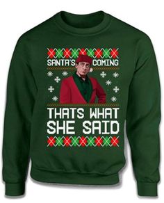 That's What She Said SweaterSize XS-5XLCool Crewneck Sweatshirt With The Notorious Snowman Available in all sizes and on great colors!!50% COTTON/50% POLYESTER12 oz Care Instructions: Machine wash cold inside out with like colors and tumble dry low.FAST SHIPPING IN USA AND CANADA 4-8 DAYS, SHIPPING 10-20 DAYS WORLDWIDE Nerd Tshirts, Father Son Matching Shirts, Christmas Sweater Funny, Sweater Ideas, Funny Christmas Sweaters, Father Shirts, Office Christmas, Michael Scott, Comedy Show