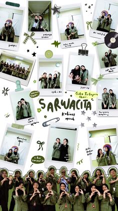 an image of some people that are posing for a picture with the words saunana on it