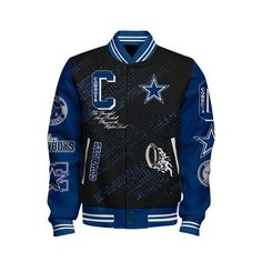 Dallas Cowboys National Football League Pattern Varsity Jacket V13 VARSITY JACKET The varsity jacket is perfect for the ones who are looking for a statement outwear option to make a cool casual outfit. It is not only trendy but also a practical item to wear during the colder season. It is perfect for casual wear,... Sport Events, Cardinals Nfl, Knitted Collar, Baseball Varsity Jacket, Women Camping, Back To School Shopping, Alabama Crimson, National Football League, Alabama Crimson Tide