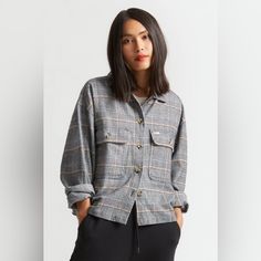 Brand New With Tag! Cropped Flannel, Flannel Jacket, Black Houndstooth, Flannel Women, Long Sleeve Flannel, Plaid Flannel Shirt, Plaid Flannel, Cotton Flannel, Crop Jacket