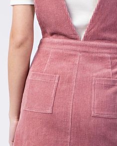 Dress With Thick Straps, Honey Punch, Corduroy Dress, Overall Dress, Large Bust, Pink Dress, Final Sale, High Neck Dress, Overalls