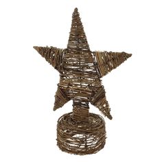 a wicker christmas tree decoration with a star on top