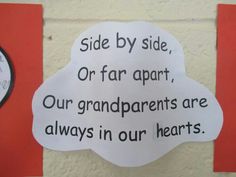 a sign that says side by side or far apart, our grandparents are always in our hearts