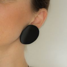 "Black MOON" / "White MOON"  Large White Handcrafted Clay Statement Earrings for women and girls. Minimalist Simple Geometric Design Earring Studs, handmade with natural clay: - are wearable mini-sculptures, - are very lightweight, - possess a pleasantly textured surface - available with Stainless Steel, or hypoallergenic Surgical Stainless Steel  These large round white earrings are simple and modern, a perfect accessory for any occasion and any outfit. ▪ ▪ ▪ ▪ ▪ GIFT IDEA: Black / White Stud E Minimalist Black Single Plug Earring, Minimalist Handmade Black Earrings, Modern Black Plug Earrings As Gift, Handmade Black Round Earrings, Minimalist Black Plug Earrings For Gift, Single Black Round Earring, Modern Adjustable Black Earrings, Simple Geometric Designs, Clay Sculptures