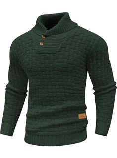 Winter Chic, Winter Outfits Men, Detailed Sweater, Collar Sweater, Knitwear Men, Men's Knit, Green And Khaki, Khaki Color, Pullover Men