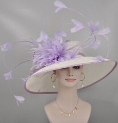 (eBay) Find many great new & used options and get the best deals for White w Liac Church Kentucky Derby Party Wedding Tea Wide Brim Sinamay Hat at the best online prices at eBay! Free shipping for many products! Preakness Party, Ascot Horse Racing, Church Suits And Hats, Wedding Tea Party, Rockville Maryland, Irish Spring, Sinamay Hats, Easter Hats, Tea Party Wedding