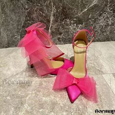 Fashionable Heeled Sandal with Discreet Clasp Pink Ankle Strap Sandals For Party Season, Pink Pointed Toe Sandals With Bow, Pink Sandals For Formal Parties, Pink Formal Sandals For Party Season, Pink Summer Wedding Heels, Fitted Bow Sandals For Party, Pink Heels With Bow For Summer, Pink Synthetic Heels For Wedding, Pink Wedding Sandals With Bow