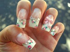 30 Nail Designs That We Love Shabby Chic Nails, Cute Spring Nails, Pretty Nail Designs, Nails Tumblr, Party Nails, Spring Nail Art, I Love Nails, Crystal Nails