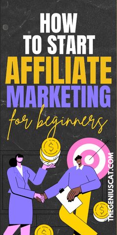 a book cover showing two people shaking hands with money on the other hand, and text that reads how to start affiliate marketing for beginners