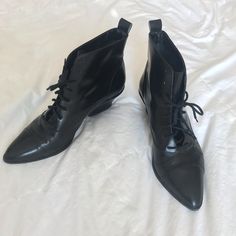 Size: 7 Color: Black Condition: Good Vintage Condition, Never Worn Beautiful But Not My Style Anymore Tags For Visibility: Doen Cottage Core & Other Stories Cosplay Clothes, Leather Lace Up Boots, Made In Brazil, Cosplay Outfits, Leather Lace, Vintage Shoes, Cottage Core, Lace Up Boots, Leather And Lace