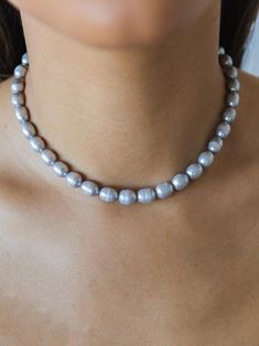 Designer fashion, Seoul-fully created | W Concept Pearl Setting, Mood Necklace, Grey Pearl Necklace, W Concept, Pearl Grey, Accessories Jewelry Necklace, Grey Color, Women Accessories Jewelry, Real Life