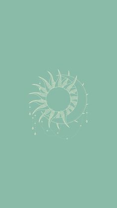 an image of a sun and moon on a green background