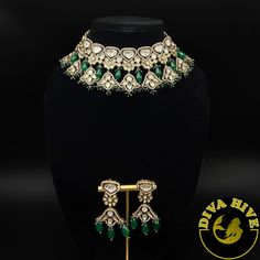 Immerse yourself in the romance of Divahive statement jewellery and the brilliance of Moissanite This necklace has moissanite and polki all over necklace . Quality guaranteed Contain: Choker , Earing, Mangtikka Nickel Free Metal : Brass Perfect for all big occasion Designer wear Handcrafted Diamond Kundan Necklace For Diwali Gift, Diamond Meenakari Necklace For Reception, Diwali Gift Kundan Necklace With Diamonds, Diwali Gift Kundan Diamond Necklace, Festive Diamond Necklace With Jewels, Festive Diamond Necklaces With Jewels, Festive Dazzling Jeweled Necklace, Dazzling Festive Jeweled Necklace, Diamond Chandbali Kundan Necklace Gift