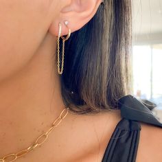 Our Lipa Chain Link Huggies are tiny hoop earrings with a connecting chain. One hoop is studded with micro-pave setting of AAA grade cubic zirconia. (Sister product: Dua Lipa Chain Link Huggies feature 2 studded huggies) 925 Sterling Silver 1 piece per order Cable Chain Earrings In Fine Jewelry Style, Adjustable Chain Huggie Earrings, Elegant Dangle Hoop Earrings With Cable Chain, Everyday Cubic Zirconia Diamond Pierced Earrings, White Gold Earrings With Cable Chain, Dangle Huggie Earrings With Diamond Accents, Dangle Hoop Earrings With Cable Chain, Everyday Dangle Jewelry With Diamond Accents, Fine Jewelry Sterling Silver Earrings With Cable Chain