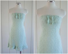 90s Mint Green Eyelet Lace Tube Dress - size Small by SweetLoveofMinecom on Etsy Pastel Green Color, Mint Pastel, Vintage Mint Green, Elastic Top, Eyelet Lace, Tube Dress, Pastel Green