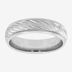 A swirled sterling silver design gives this men's silver band sophisticated texture and refinement.Jewelry photos are enlarged to show detail.Ring Style: Bands, Wedding BandsFeatures: Quick ShipMetal Color: WhiteBand Width: 6mmCare: Wipe CleanMetal: Sterling SilverCountry of Origin: Imported Classic Silver Platinum Bands, Classic Platinum Band In Silver, Formal Silver Platinum Bands, Silver Platinum Engraved Ring With Polished Finish, Classic Silver Etched Bands, Platinum Rings With Decorative Band, Classic Silver Bands With Diamond Cut, Silver Engraved Ring With Decorative Band For Anniversary, Silver Bands With Engraving Option For Anniversary