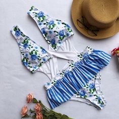 Printed Flounce One-piece Bikini