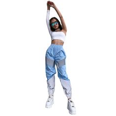 Material: Polyester Fiber Style2: Gym pants Waist Type: Mid Waist Fashion Element: Sequins Size: S,M,L,XL,2XL Style Type: Street Hipster Pattern Type: Collage/Stitching Casual Blue Patchwork Pants, Baggy Blue Patchwork Pants, Blue Baggy Patchwork Pants, Blue Patchwork Pants For Summer, Casual High Waist Blue Parachute Pants, Casual High-waisted Blue Parachute Pants, Blue Patchwork Long Pants Bottoms, Blue Loose Sporty Pants, Summer Blue Cargo Pants For Streetwear