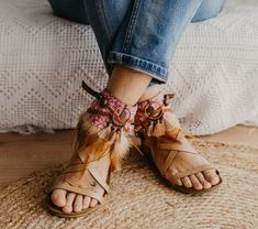 These Boho anklet cuffs will help you to completely transform any basic sandal into something stylish and unique. They are made with carefully selected ethnic materials, in a completely handmade process. With them, you will get those sandals that you wear everywhere and have super comfortable, have a different air when you want. In this way, you can enhance that Boho-Chic style that we love so much. This ad is for a pair of anklets, footwear is not included. If you need a custom design or for a Bohemian Ankle-wrap Sandals For Spring, Bohemian Ankle Wrap Sandals For Spring, Bohemian Barefoot Sandals With Ankle Strap For Spring, Spring Bohemian Barefoot Sandals With Ankle Strap, Bohemian Barefoot Sandals With Ankle Wrap, Adjustable Bohemian Barefoot Sandals With Round Toe, Bohemian Barefoot Sandals For Festival, Feather Sandals, Basic Sandals